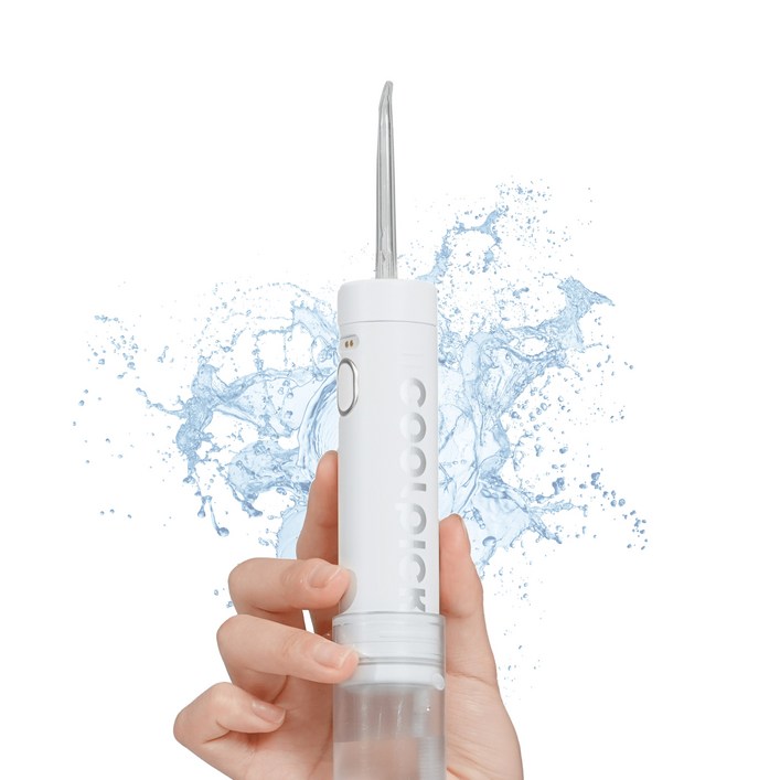쿨픽 C100 국내 생산 휴대용 구강세정기 무선 미니 초경량 물통없는 IPX7급 방수 마그네틱 충전 잇몸관리 여행용 캠핑용 출장용 물치실, 화이트, Coolpick C100