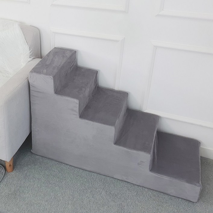 8DECO 강아지계단 5단 60cm 펫스텝, 애견계단, 그레이계단, 극세사 그레이 5단, 1개