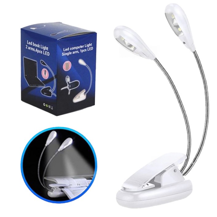 북라이트 짱짱한 4LED LED 클립 후레쉬 독서등 북라이트 휴대용독서등 미니스탠드