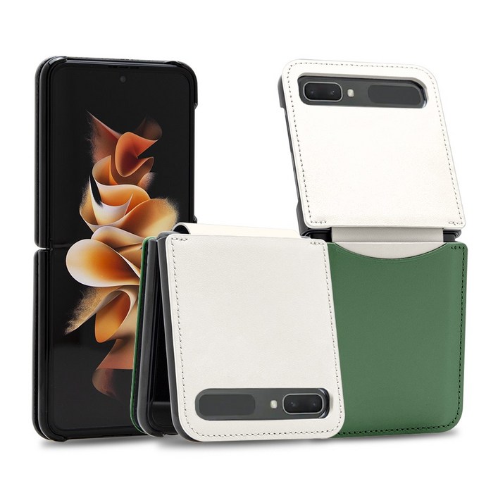 폰누리 갤럭시Z플립 카드 수납 힌지보호 가죽 휴대폰 케이스