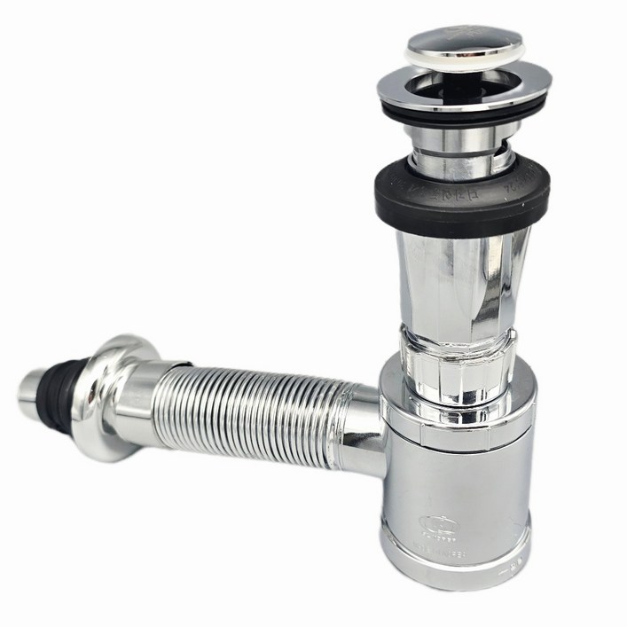 지엔리빙바스 세면대 배수구 부속품 국산 자동폽업 높이조절 벽트랩 일체형