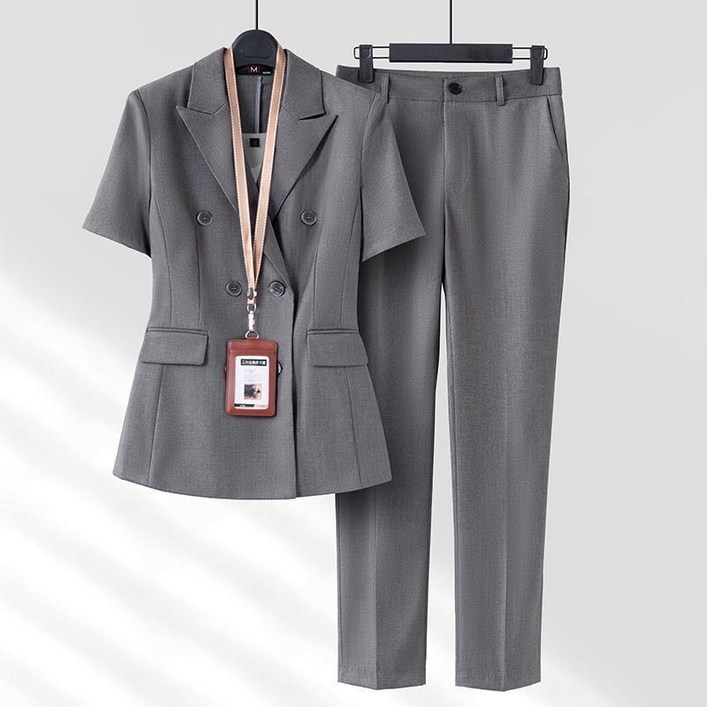 휠렉스 여성 반팔 재킷 정장 오피스룩 루즈핏 상하세트 YA53