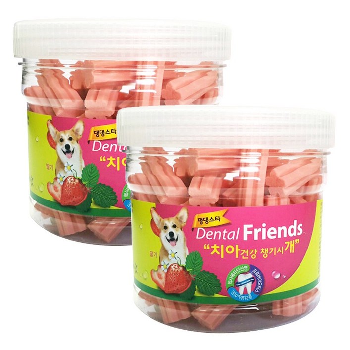 댕댕스타 덴탈프랜즈 스트로베리 x 2개입 강아지 덴탈껌 치석 입냄새 제거, 300g, 2개