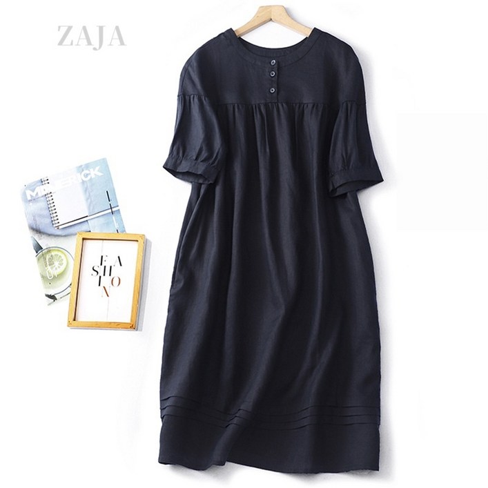 ZAJA 여성 빅사이즈 원피스 여름 미디 데일리 캐주얼 원피스