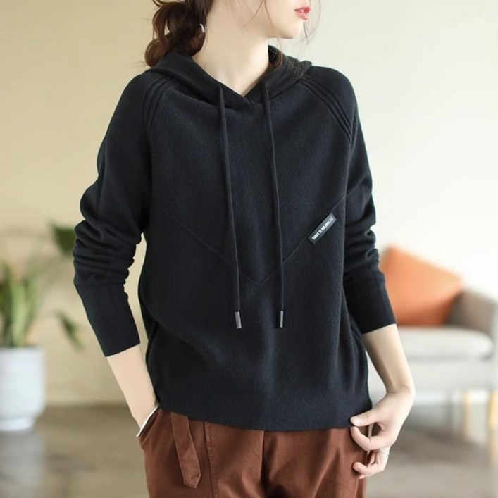 MOSAIRATION 스타일리시 여성복 코디 가을겨울  후드 풀오버 맨투맨 뮤자 니트 오버핏 이너 톱 H16