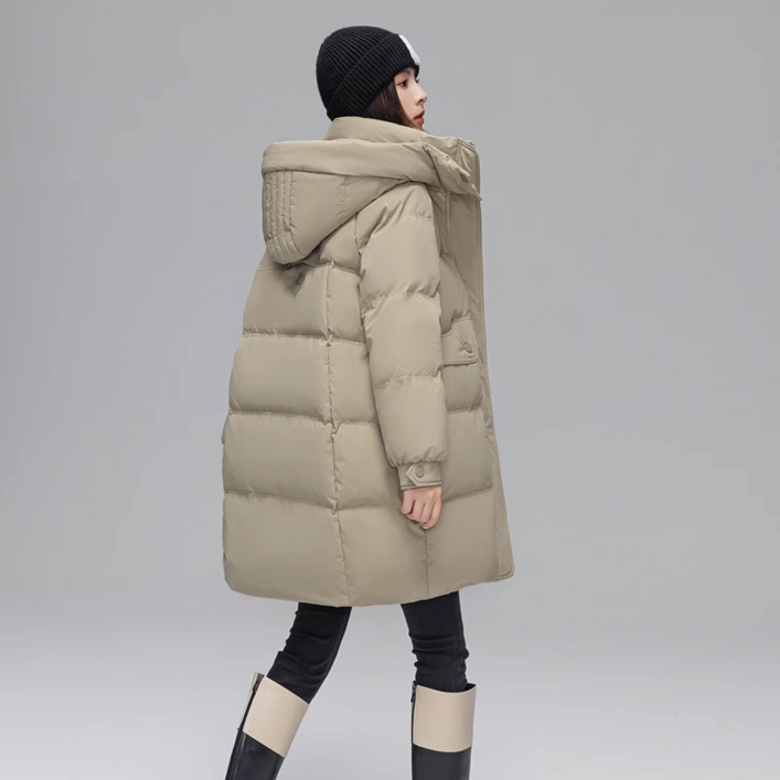 COSYEVNO 여성 화이트 오리털 하프 패딩 겨울 캐주얼 코트