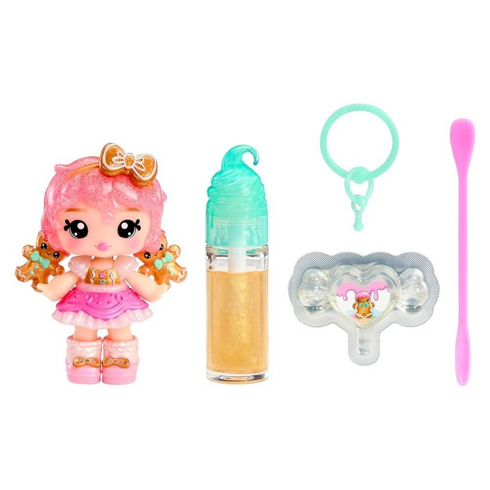 292838 Yummiland x 홀리데이 립글로스 인형  Gigi 진저브레드 DIY 립글로스  키체인 포함, 화장품 놀이, 계절 휴일 수집품, 선물, 만 4세 이상