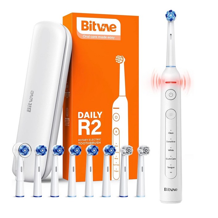 비트베이 R2 회전전동칫솔 스마트압력센서 칫솔모8개 휴대용케이스 포함 Bitvae Amazon 베스트 모델