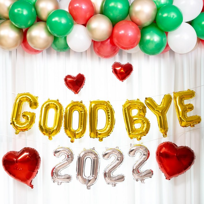 풍선 가랜드  연말파티 호일풍선 set hello 2023 good bye 2022 굿바이 헬로 송년회 새해 꾸미기 파티 용품 숫자 풍선 세트