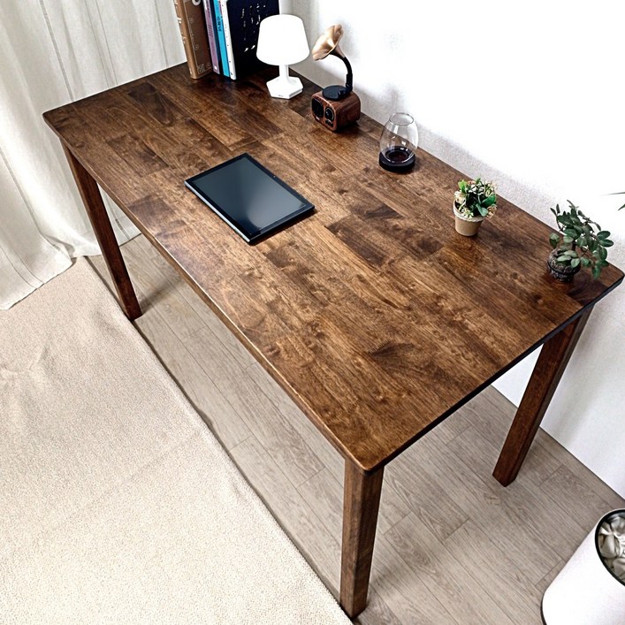 고무나무 수제 원목책상 컴퓨터 서재 책상 사이즈 변경 제작, 엔틱브라운