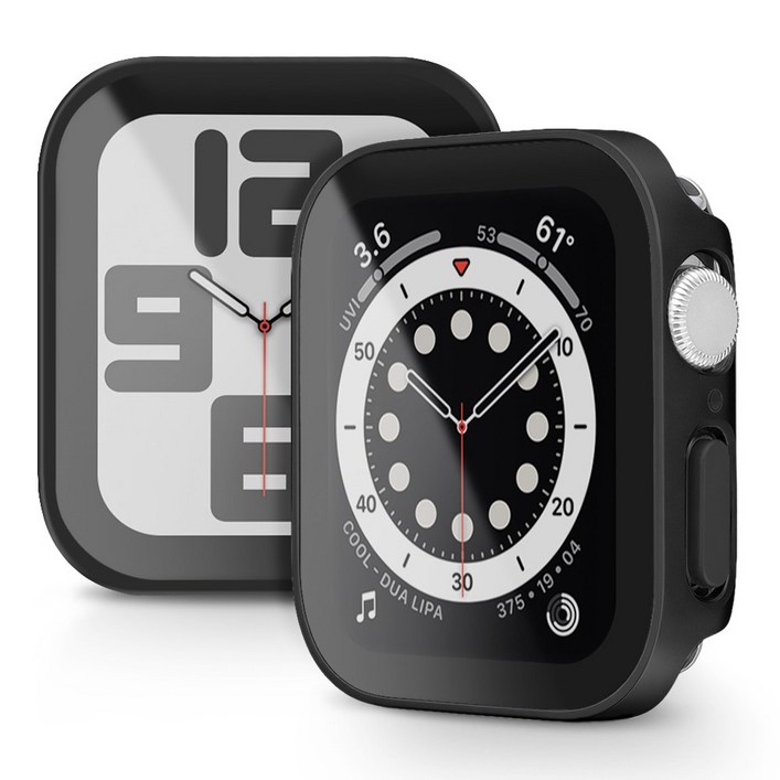 뷰씨 애플워치 스퀘어 풀커버 일체형 9H 강화유리 액정보호 케이스