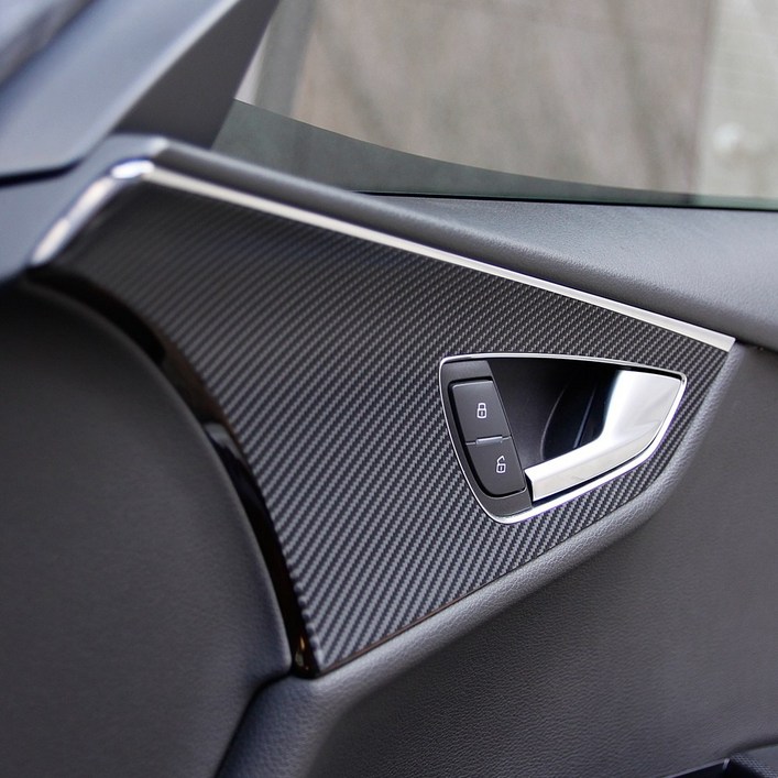 아우디 A7 도어패널 카본 데칼스티커 2010년2017년 호환 용품, 헤어라인실버, 1세트