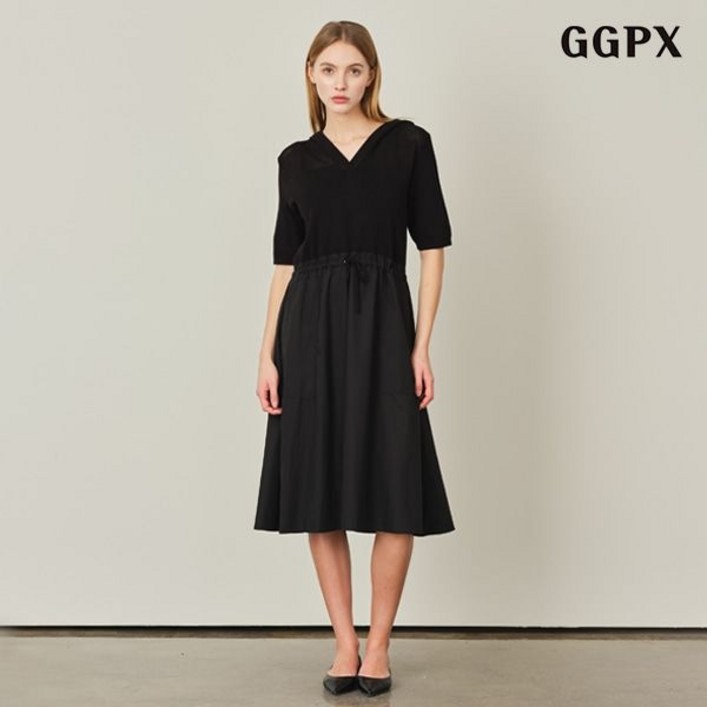 GGPX 배색상상 후디 원피스 롱 GPAOW017D