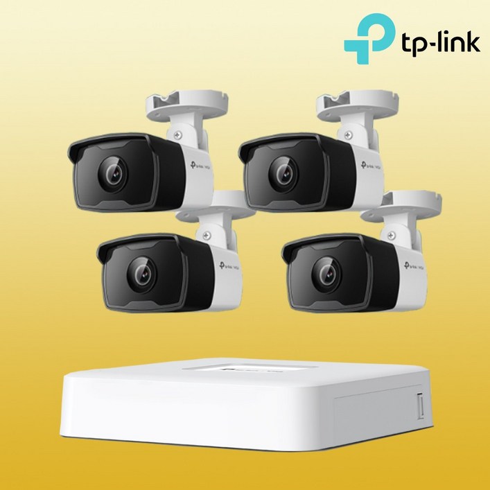 티피링크  CCTV 4대 자가설치 세트 CCTV VIGI C340i4개  VIGI NVR1104H4P 4채널 PoE 녹화기