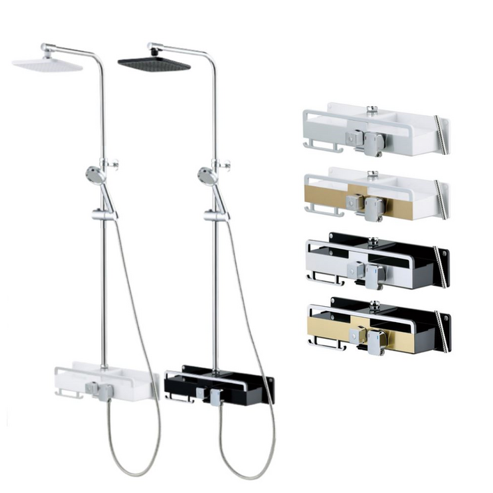 셀프리빙 심플 선반형 해바라기 샤워기 수전 본체 무타공 셀프영상 설치가능,, 블랙, 1개