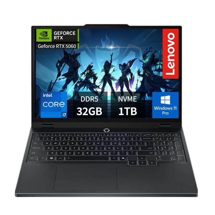 레노버 LEGION 5 15IRX10 Intel i7 13650HX RTX5060 SE 가성비 게이밍노트북 윈도우 포함, 15IRX10, WIN11 Pro, 32GB, 1TB, 블랙