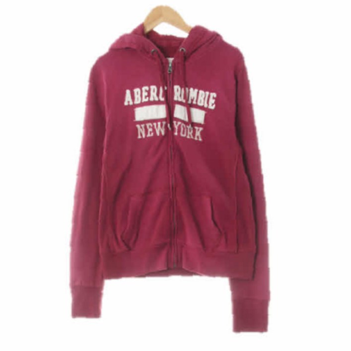 아베크롬비 4560 Abercrombie Fitch 딥퍼플레드 코튼믹스 로고레터링패치후드집업 [M]
