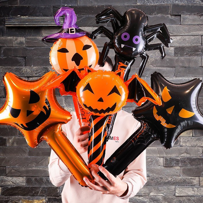 할로윈풍선 막대 스틱풍선 핸드벌룬 풍선(Halloween hand stick monster balloon) 10개 1SET, 날개박쥐10장