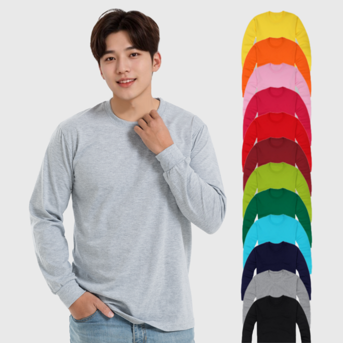 긴팔 30수 무지 라운드넥 티셔츠 남여공용 S3XL 17color 국내생산 빅사이즈 긴팔 30수 무지 라운드넥 티셔츠 남여공용 S3XL 17color 국내생산 빅사이즈
