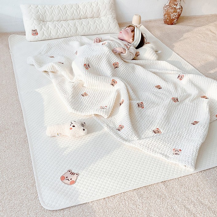 아기 방수패드 다이아 누빔 방수요 침대 유아 매트, 1개, 다이아 누빔 방수요살랑데이지