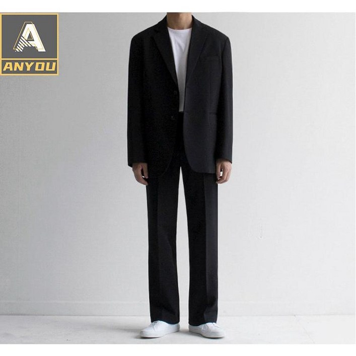 ANYOU 남성용 정장세트 수트 자켓 + 긴바지 세트