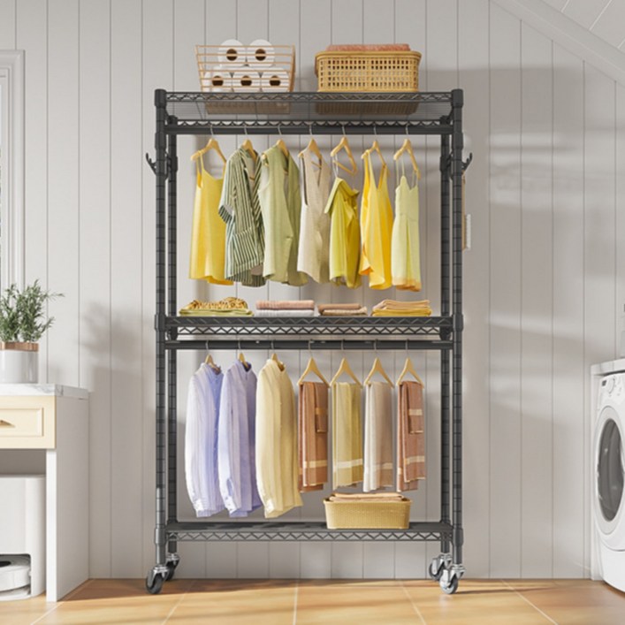 라온프리 메탈 드레스룸 시스템 행거, 블랙