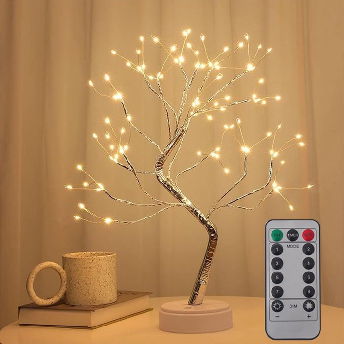 위케아 108구 자작나무 미니트리 인테리어스탠드 무드등, 금빛