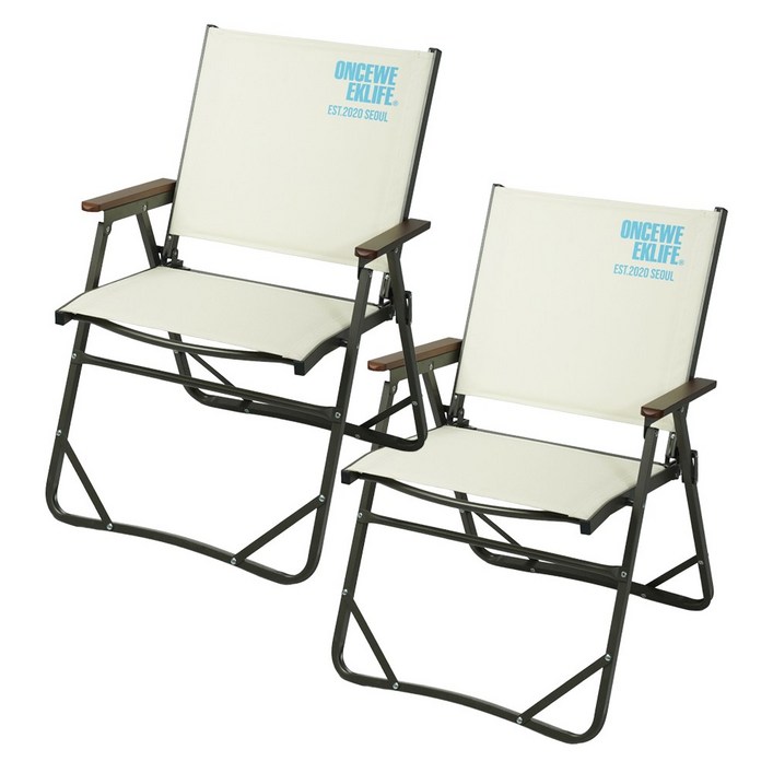 원스위크라이프 컴피 폴딩 체어 L, 2개, 아이보리