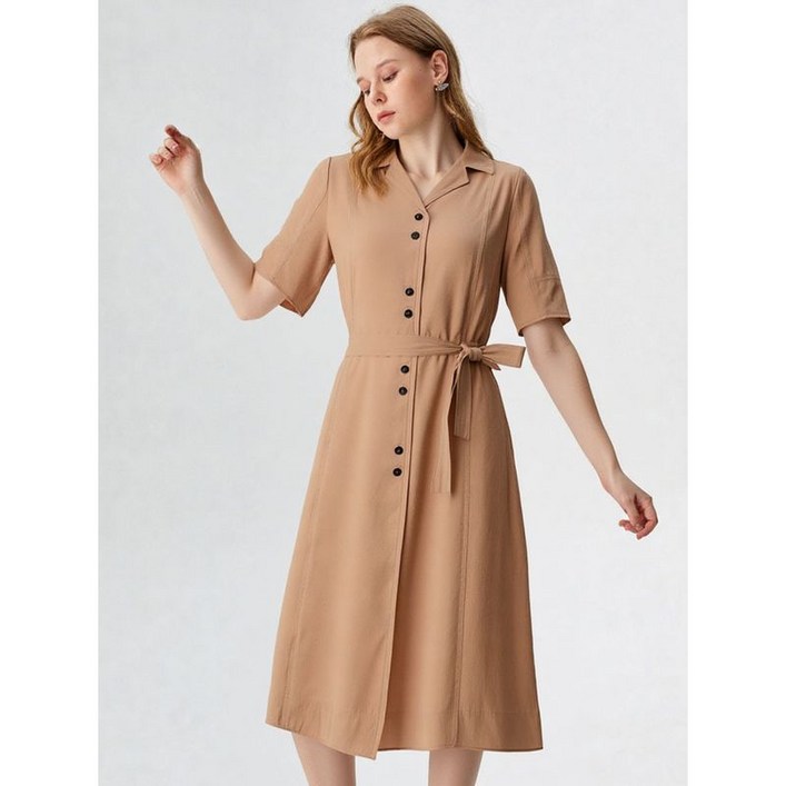 올리비아하슬러 베이지 스티치 포인트 프린세스 라인 원피스 OHCMOP102