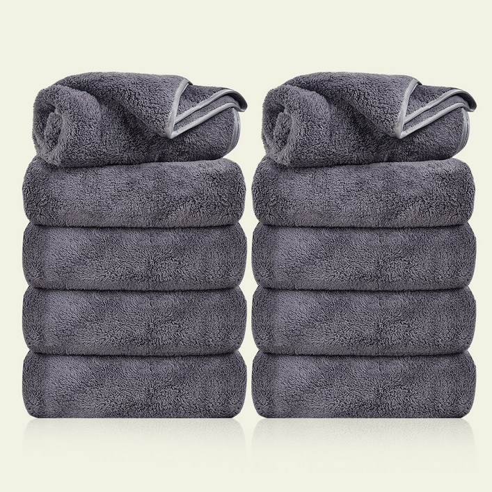 PPEAT 영국 황실호텔 수건 60수 코마사 타월 집들이 선물 세면 타월 집들이 여행용 세면도구 수건 10장 고급 타올, 10개, 그레이