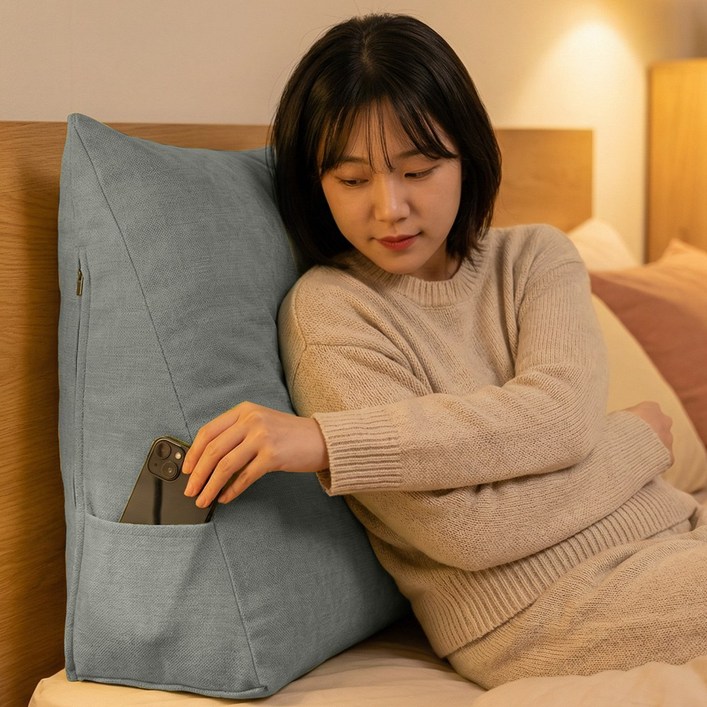 침대 헤드쿠션 삼각등받이 베개쿠션 셰니엘 허리쿠션 소파 고탄성세탁가능
