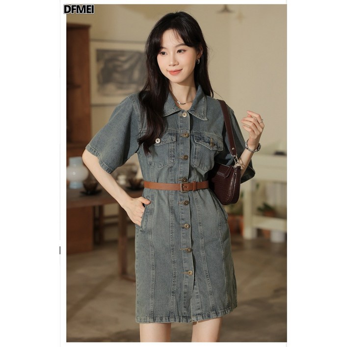 ANYOU 데님 원피스 여성 슬림 신상 여름 얇은 루즈핏 즉시배송 ANYOU 데님 원피스 여성 슬림 신상 여름 얇은 루즈핏 즉시배송
