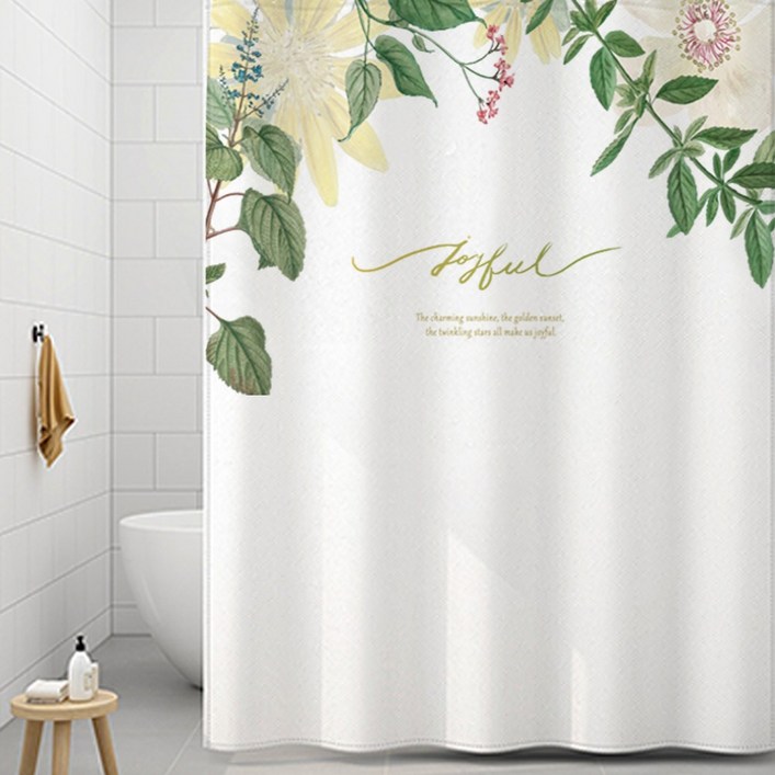 코팅블루 설치쉬운 무타공 방수 욕실 샤워커튼커튼링세트, 1세트, 14.플라워트리