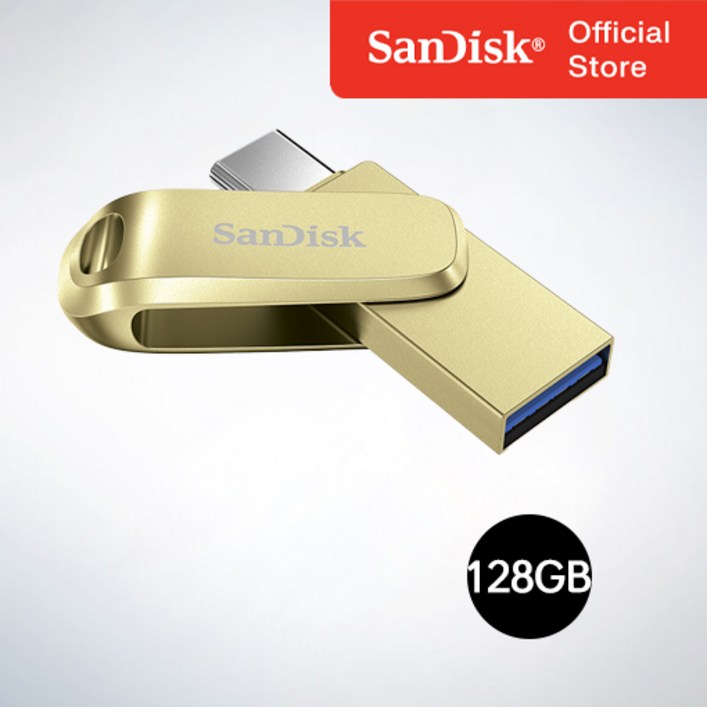 샌디스크코리아 공식인증정품 USB 메모리 Ultra Dual Drive Luxe 울트라 듀얼 드라이브 럭스 TypeC OTG USB 3.2 SDDDC4 128GB 골드