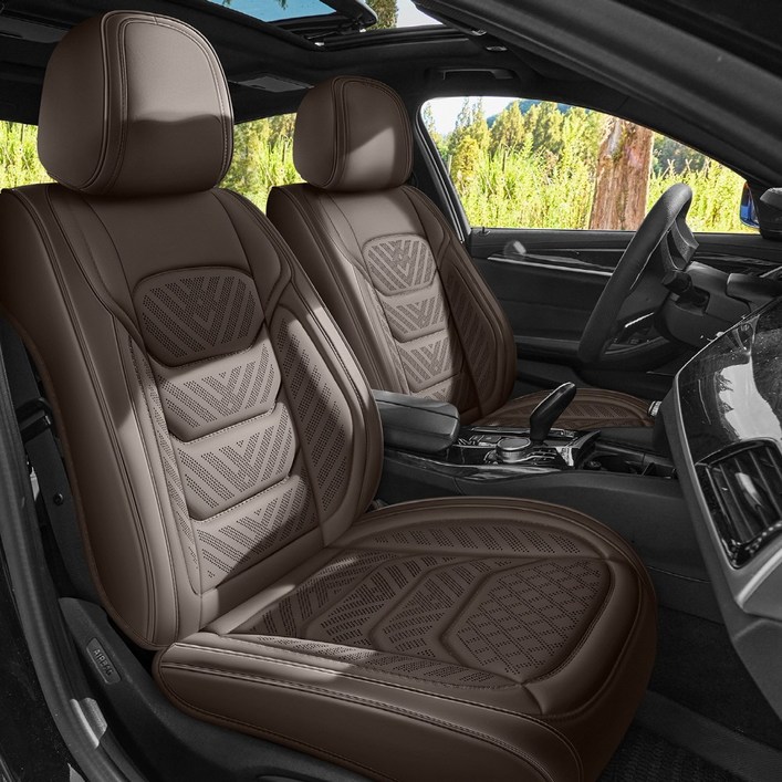 이엠비 차량용 통풍시트커버 교체 보호매트 풀세트, 1세트, 하바나브라운 운전석조수석