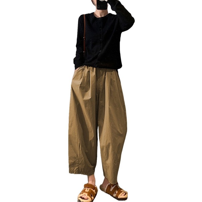 퀸앤조이 대박편한 소프트 코튼 핀턱 배기 밴딩 팬츠