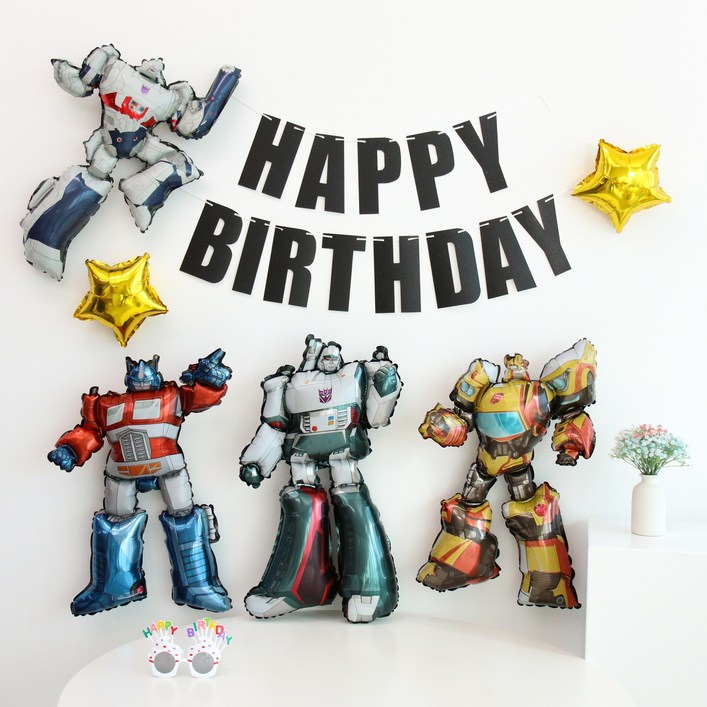 이벤트홀릭 로봇 풍선4종 생일파티용품세트 가랜드