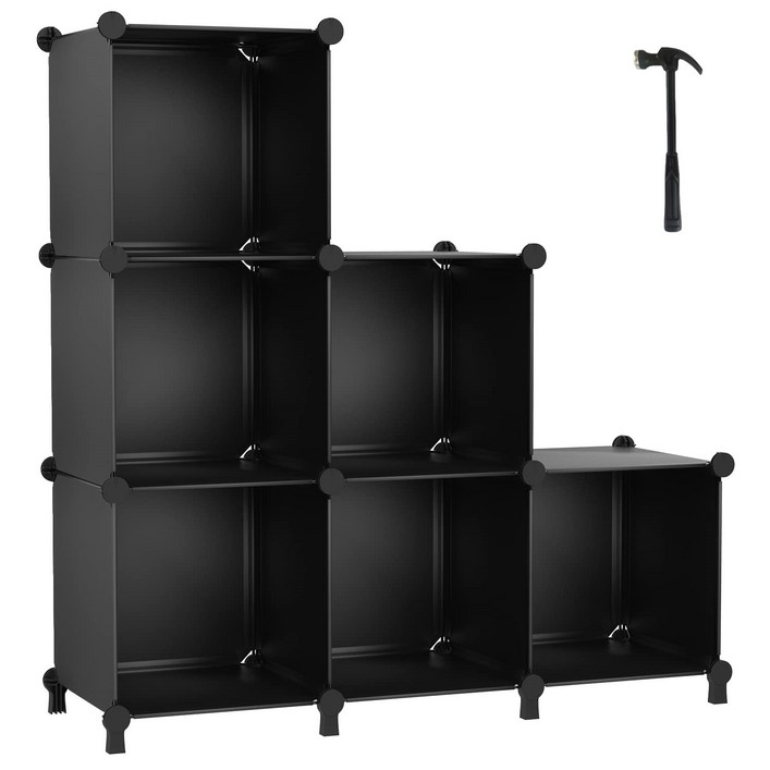 SAIVEINA 다용도 큐브 보관 정리함 6큐브 옷장 보관 선반 DIY 옷장 캐비닛 책장 사각 정리함 조립식 수납장조립용 망치, 블랙 SAIVEINA 다용도 큐브 보관 정리함 6큐브 옷장 보관 선반 DIY 옷장 캐비닛 책장 사각 정리함 조립식 수납장조립용 망치, 블랙