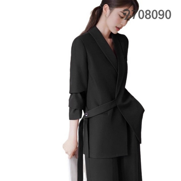 708090 여성 정장 봄 가을 빅사이즈 수트 와이드 팬츠 투피스