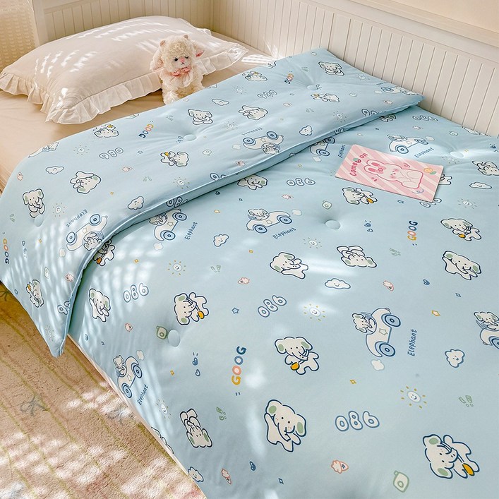 수스존 부드러운 구름촉감 코튼니트 양면 차렵이불 순면 사계절용 포근한 애착이불