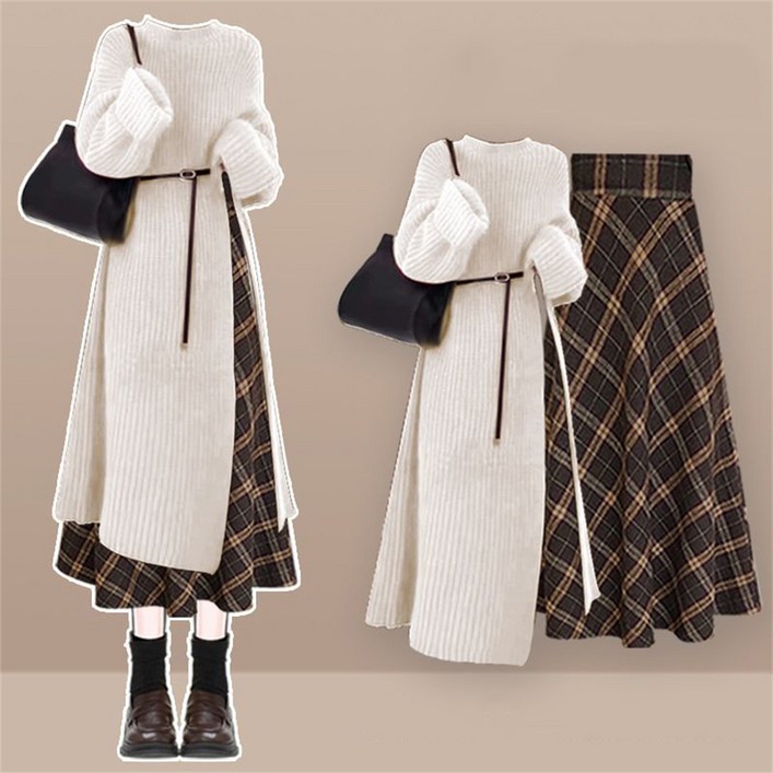 Komorebi 여성투피스  니트원피스  롱스커트  긴팔원피스  여성원피스  TZ241224639 75