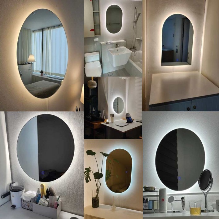 KC인증 해피박스 LED 간접조명거울 거울 원형 인테리어 화장대 미용실 벽걸이 욕실거울 제작