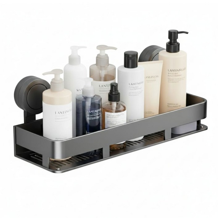 일상채움 강력 2중 흡착식 탄소강 욕실 선반 거치대