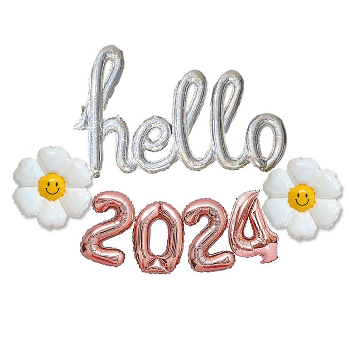 연말파티 헬로 2023 풍선 세트 3종 별 새해 신년 파티용품