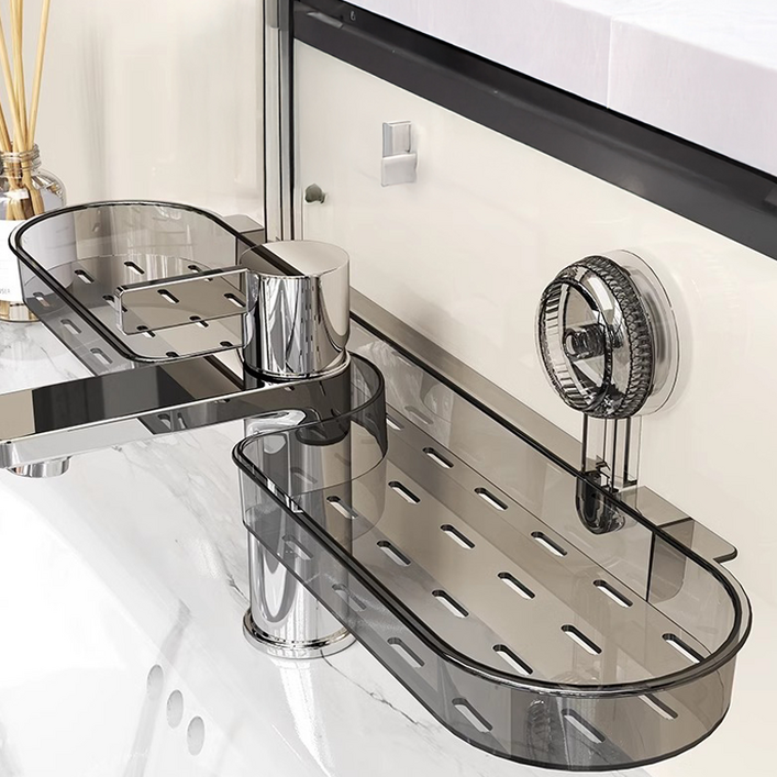 에이든 무타공 물빠짐 세면대 정리 선반, 블랙