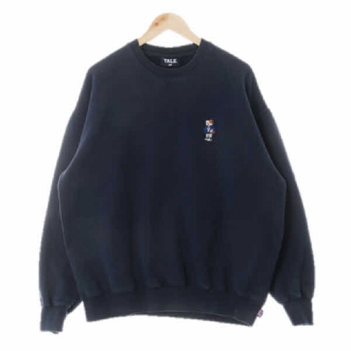 1970 예일 네이비 면혼방 자수럭비도그오버사이즈맨투맨 XL