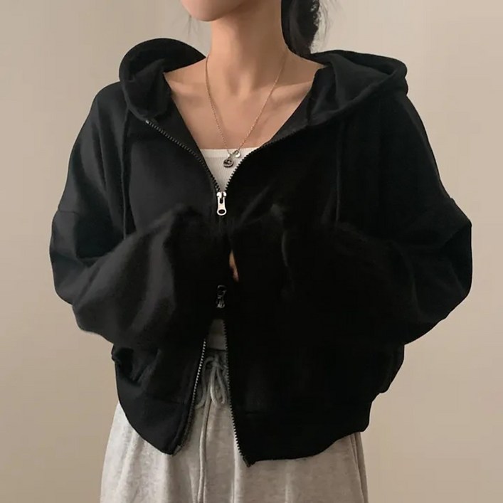디케이 여성 스포티 투웨이 무지 크롭 후드 집업 (여성용, 4컬러) W SPE78U90S