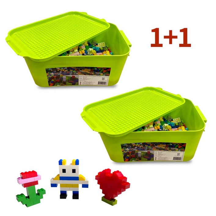 레고 호환 블럭 1000피스  정리함 2세트, 혼합색상, 2개