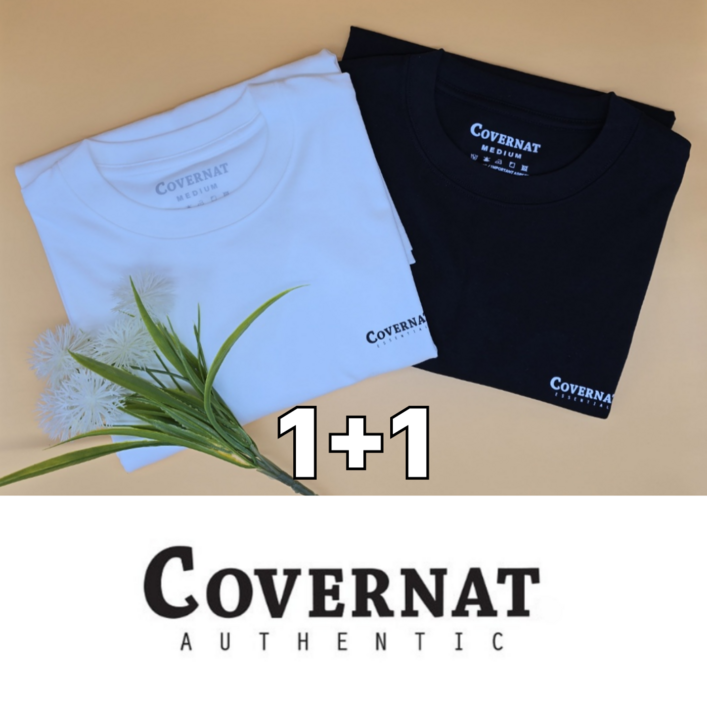 [정품보장] 커버낫 기본 반팔티 오버핏 티셔츠 쿨코튼 블랙 화이트 2장 세트