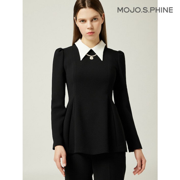 국내매장 정품 모조에스핀 목걸이SET 스탠카라 블라우스 BK J243MSC108 630494